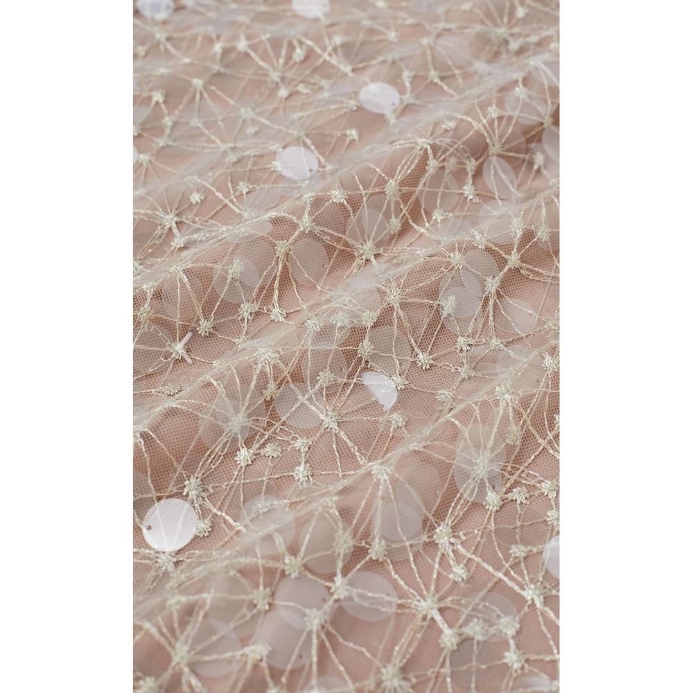PEAOBLRLD Womens Sheer Sequin Overlay Slip Dress Midi Beige Size L Sleeveless - Picture 7 of 9